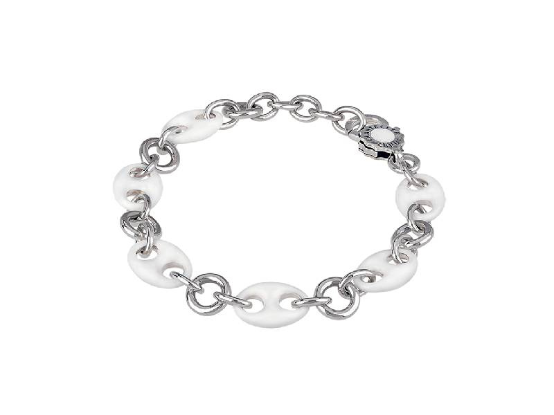 MAGLIA MARINA BRACELET IN SILVER AND WHITE ENAMEL CAPRINESS CHANTECLER 40644